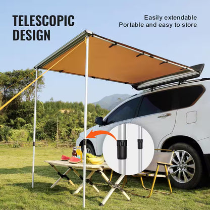 Car Side Awning Large 6.6 Ft. X 8.2 Ft. Shade Coverage Vehicle Awning PU 3000 Mm UV 50 plus Retractable Car Awning