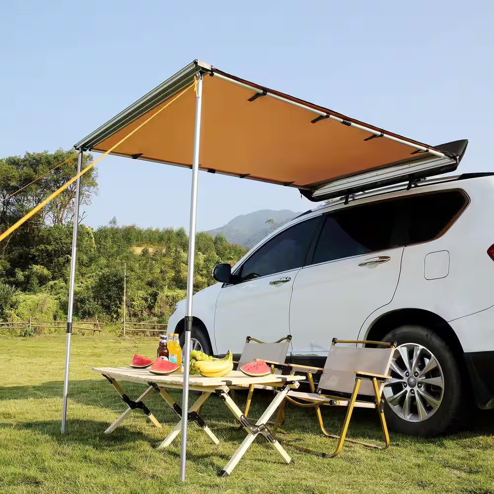 Car Side Awning Large 6.6 Ft. X 8.2 Ft. Shade Coverage Vehicle Awning PU 3000 Mm UV 50 plus Retractable Car Awning