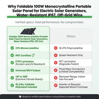 Foldable 100W Monocrystalline Portable Solar Panel for Electric Solar Generators, Water-Resistant IP67, Off-Grid — Comparison