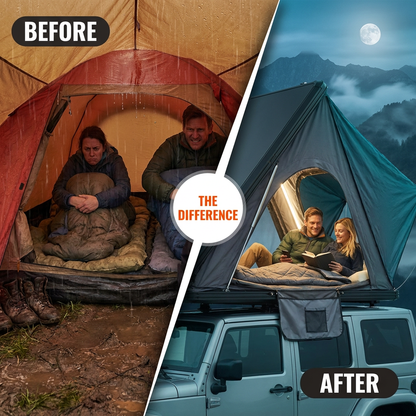 Hard Shell Rooftop Tent Pop-Up Tents 2-3 Person for SUV ‌Caravan Campervan — Before & After